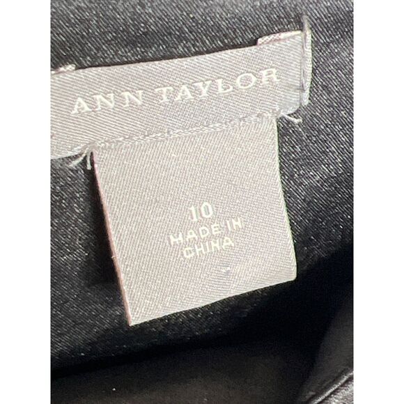 Ann Taylor Shantung Silk Bow Dress Sz 10 Black Strapless Zip Bow Party Cocktail - Picture 6 of 9